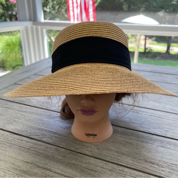 Nine West Packable UPF 50+ Sun Hat with Black Ribbon NWT - Picture 2 of 7